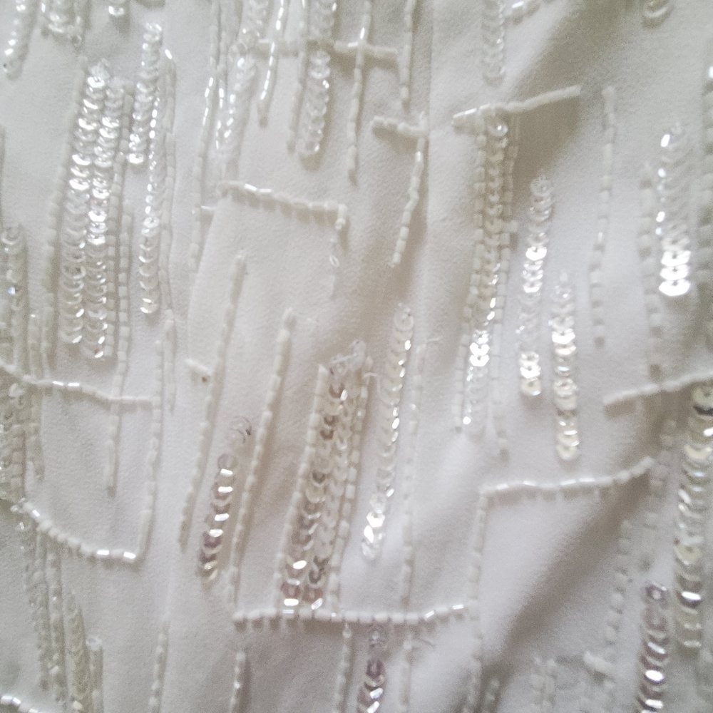 NWT Mac Duggal 93597 White Beaded Sleeveless Midi Sheath Dress -Size 8 - Picture 7 of 12